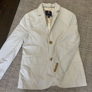 NWT Crewcuts by J. Crew Blue Boy’s Sz 10 Blue/ White Striped Seersucker Blazer